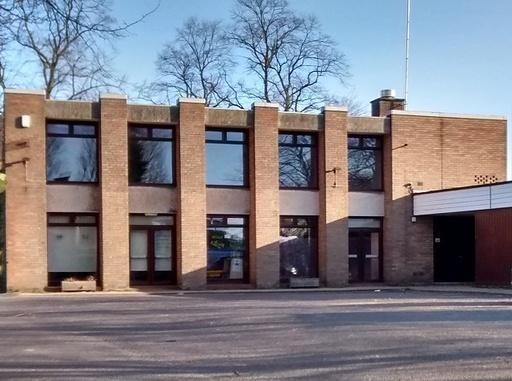 St Matthew's Community Hall, Stretford, viewed from Chapel Lane. In 1970, prior to building the Community Hall, the foundations of two earlier churches were exposed.