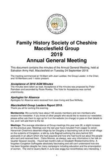 Macclesfield Group 2019 AGM Minutes