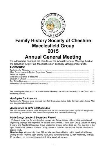 Macclesfield Group 2015 AGM Minutes