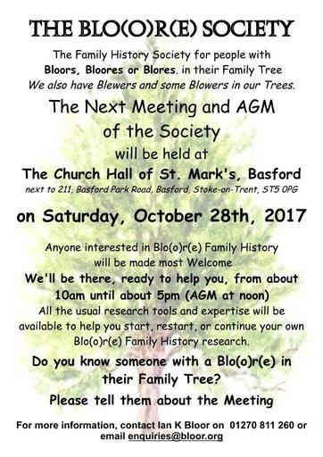 Bloor Society AGM  October 2017