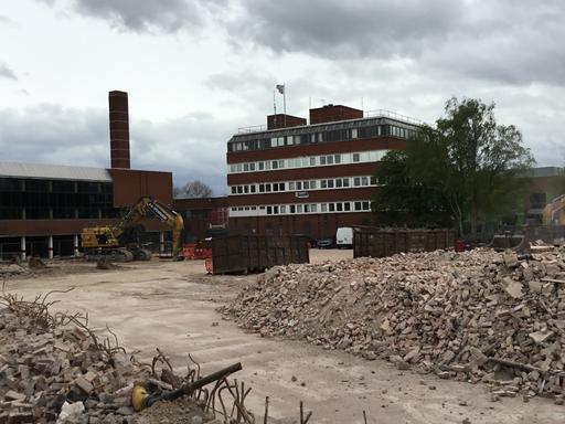 2W: 29th April Rubble from the old library waiting to be shipped away