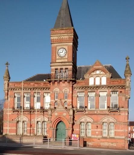 Stretford Public Hall on Chester Road built by the philanthropist John Rylands in 1878