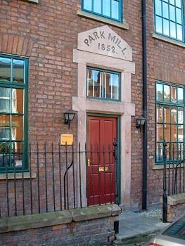 Park mill, Hobson Street, entrance showing date.