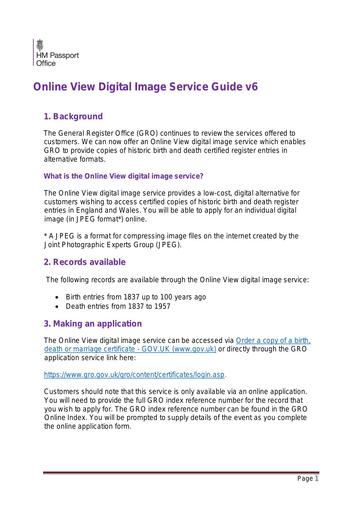 General Register Office - Online View Digital Image Service Guide v6