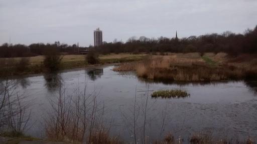 Weir looking away from River Mersey towards overflow channel or "new river"