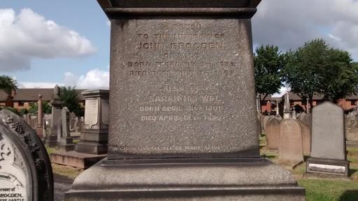 Plot K618-19 John Brogden (1798-1869) a cleansing, building and railway contractor and an iron and coal master. Contractor for Manchester South Junction and Altrincham Railway (Altrincham Branch). Lived at Raglan House, Sale.