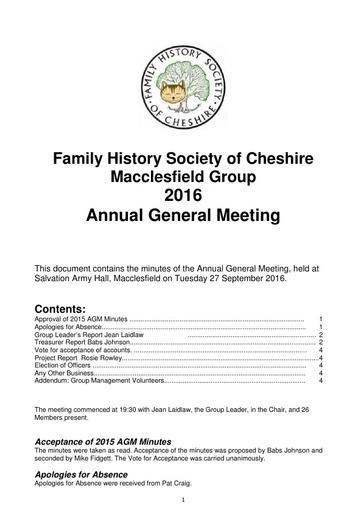 Macclesfield Group 2016 AGM Minutes